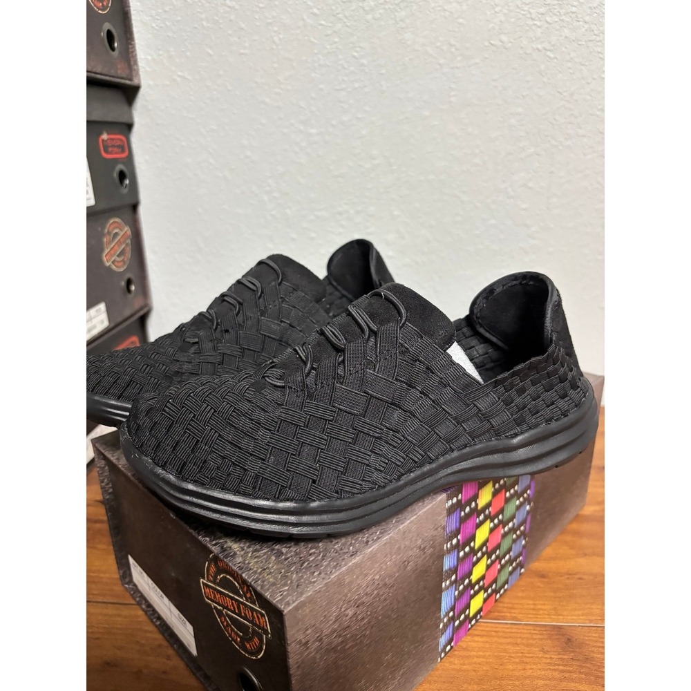 Bernie Mev Victoria Black Woven Elastic Memory Foam Sneakers Womens 36 US 5-5.5